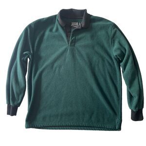 Hilton Polartec Polo Men XL Green Pullover Waffle Knit Thermal Sweatshirt VTG 90
